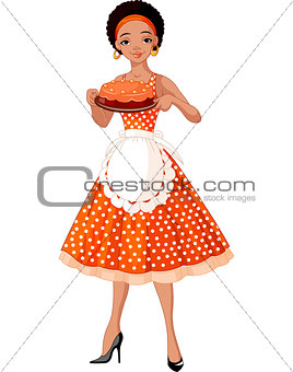 Young Lady Serving Cake