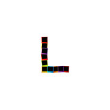 Alphabet L with colorful polaroids