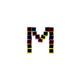 Alphabet M with colorful polaroids