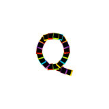 Alphabet Q with colorful polaroids