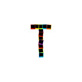 Alphabet T with colorful polaroids