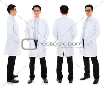 Asian male beauty therapist in beautician uniform 