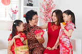 Asian family celebrate Chinese new year at home.