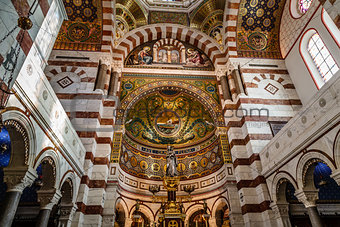 Golden Interior of Notre-Dame de la Garde Cathedral in Marseille