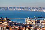 Aerial View of Marseille City and its Harbor, France