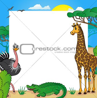 African frame with animals 01