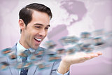 Cheerful businessman admiring a picture whirl