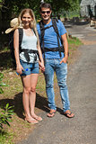 Happy couple going for a trek together