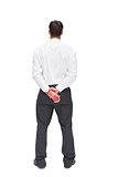 Businessman turning his back to camera