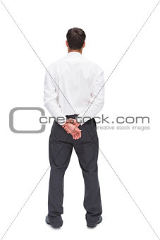 Businessman turning his back to camera