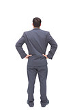 Businessman standing back to camera hands on hip