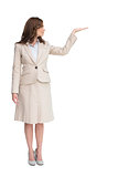 Businesswoman with empty hand open
