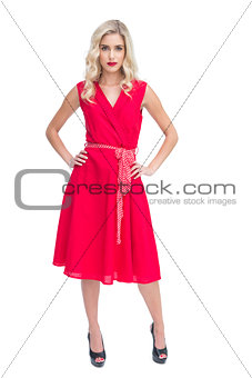 Beautiful woman wearing red dress