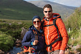 Happy couple on a hike