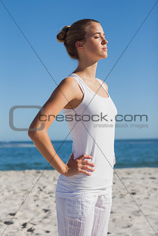 Attractive woman standing and relaxing
