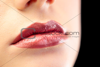 Close up on beautiful models lips
