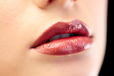 Close up on beautiful models glossy lips