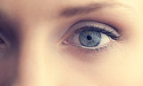 Extreme close up on beautiful shinning blue eye