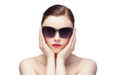 Glamorous model wearing stylish sunglasses
