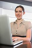 Attractive businesswoman working on her laptop