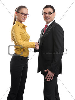 Cheerful businesspeople handshaking
