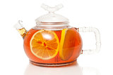 Tea in Glass Teapot With Lemon Slice