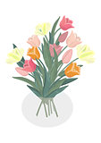 Bouquet of tulips in glass vase