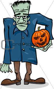 halloween frankenstein cartoon illustration