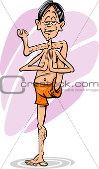 man in yoga position cartoon illustration