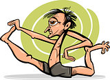 man in yoga asana cartoon illustration