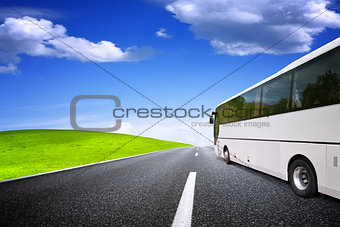 Tourist bus traveling