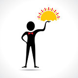 Man holding sun icon