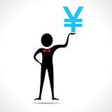 Man holding yen symbol