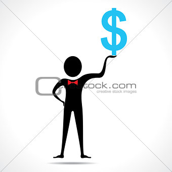 Man holding dollar symbol