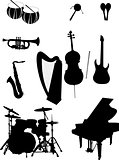 Musical instrument silhouettes
