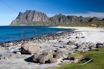 Utakleiv Beach on the Lofoten Islands, Norway, Scandinavia