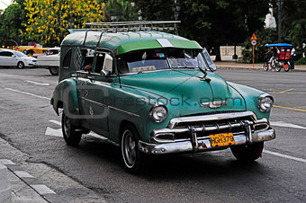 Classic old american car on the streets of Havana, Cuba