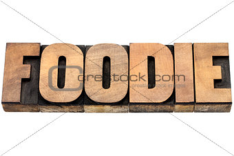 foodie word in wood type