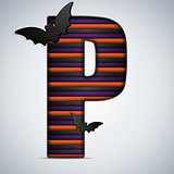 Halloween Bat Alphabet Letters Stripe Black Orange Purple