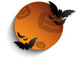 Halloween Bat Circle Frame Pumpkin Background Vector
