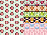 Seamless Flower Pattern Colorful Set Vector
