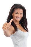 Beautiful colombian teenager girl gesturing thumb up
