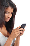 Beautiful teen girl addicted to the smart phone