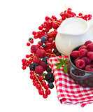 fresh berries with milk