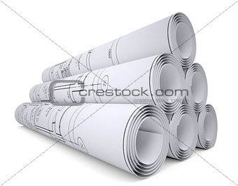 Scrolls of engineering drawings