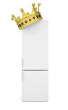 White refrigerator and gold crown