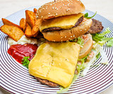 American cheese burger with fresh