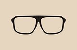 Vector black glasses with thick holder - retro hipster illustration isolated on beige background.