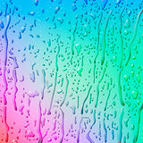 Rain drops on window glass with abstract green-pink background, vector Eps10 image.