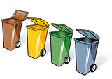 4 trash bins